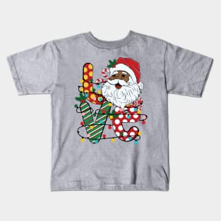 Love Black Santa Christmas Kids T-Shirt